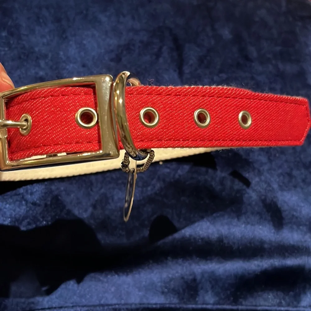 NWT too! Fashionable Red & White 22 Inch Dog Canine Neck Collar Studded